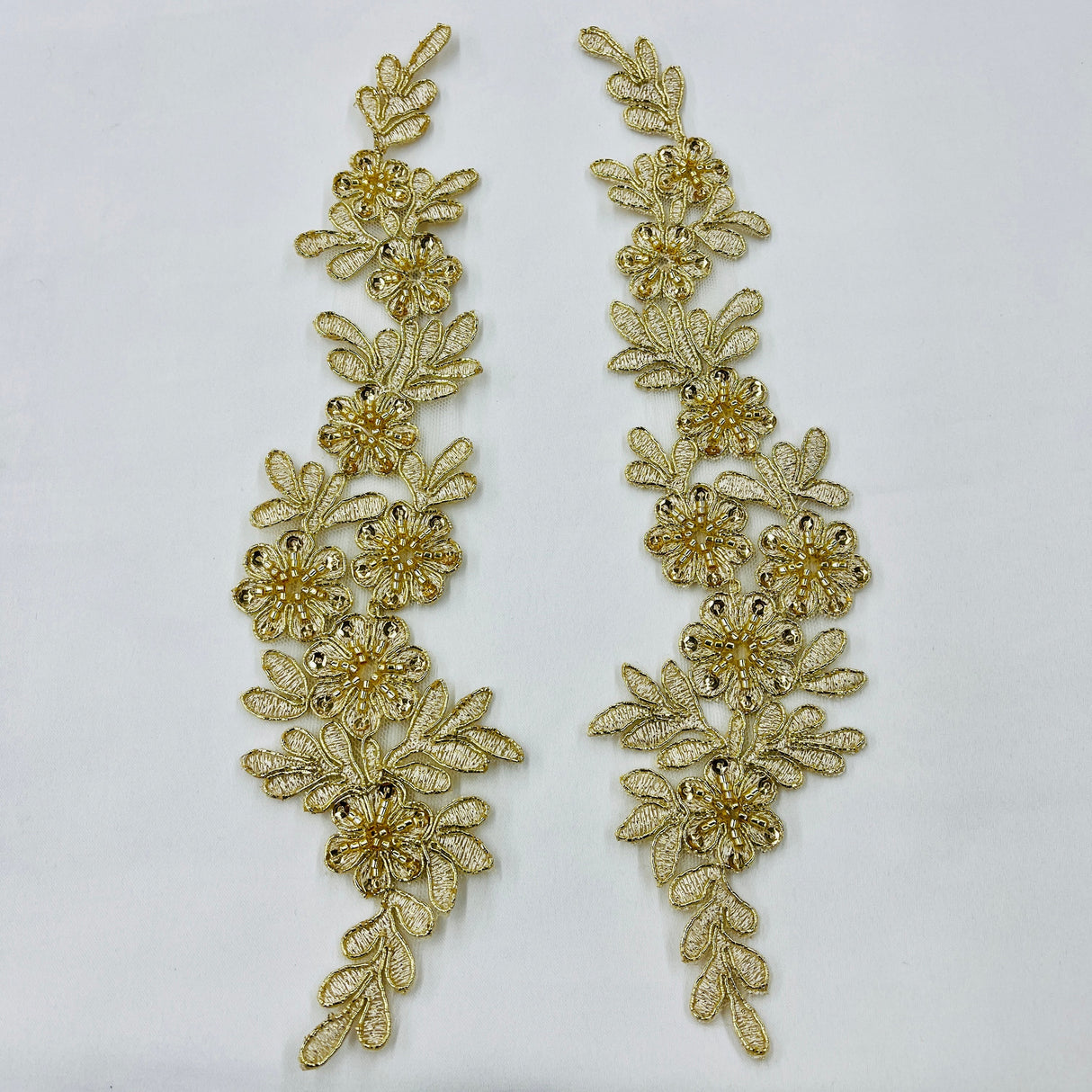 Beaded Corded Floral Lace Applique