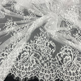 Embroidered Lace Fabric with Eyelash Scallop