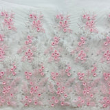 1 Yard Beaded 3D Floral Lace Fabric Embroidered 100 Percent Polyester Net Mesh 52 inch Width