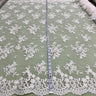 1 Yard Handcrafted Corded Embroidered Bridal Lace Fabric for Elegant Gowns White