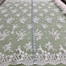 1 Yard - Corded Bridal Lace Fabric Embroidered on 100% Polyester Net Mesh - 53" Wide