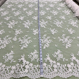 1 Yard Corded Bridal Lace Fabric Embroidered on Polyester Net Mesh 53 inch Width