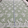 1 Yard Corded Bridal Lace Fabric Embroidered on Polyester Net Mesh 53 inch Width