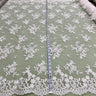 1 Yard Corded Bridal Lace Fabric Embroidered on 100% Polyester Net Mesh – Silver – 53"