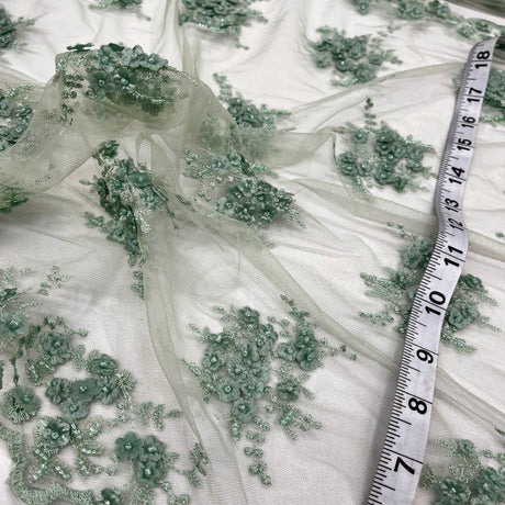Beaded Floral Lace Trimming 21" Wide