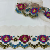 Polyester Lace Trimming Colorful Floral Embroidered 2.5" Wide