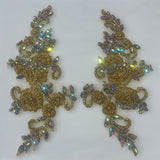Rhinestone Lace Applique Pair 100% Polyester