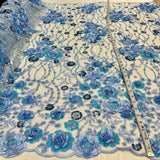 Embroidered Mesh 3D Floral Beaded Lace