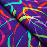 Wild Confetti Nylon Spandex Fabric - Multicolor Rainbow Crescent Print, 58-60" Width (1 Yard)