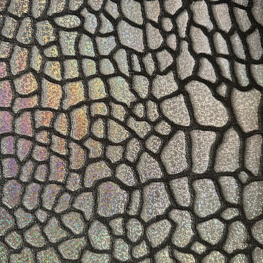 Velvet Hologram Embossed Giraffe Print Fabric