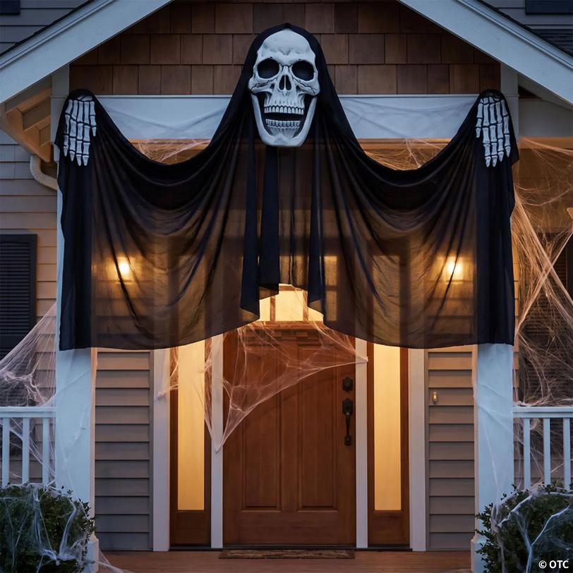 9 Ft. 9" Hanging Skeleton Reaper Curtain Halloween Decoration