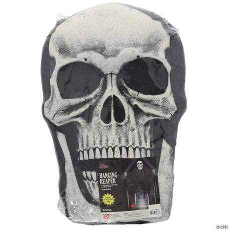 Hanging Skeleton Reaper Curtain Halloween Decoration with Robe Detail, showing a detailed skeletal bone design