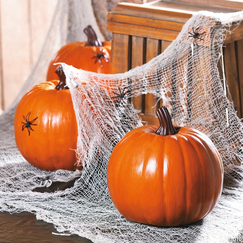 9" x 8 1/4" Orange Foam Pumpkin Halloween Decoration