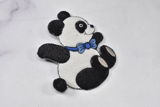 Embroidered Bear Patch Black White