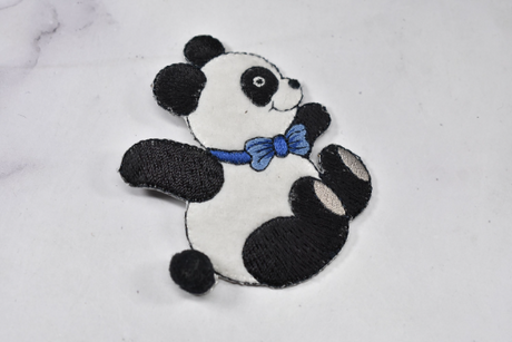 Embroidered Bear Patch Black White