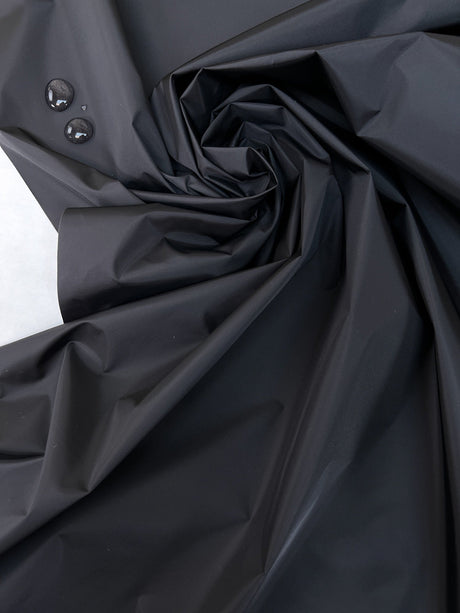 Black Waterproof Polyamide Jacket Fabric