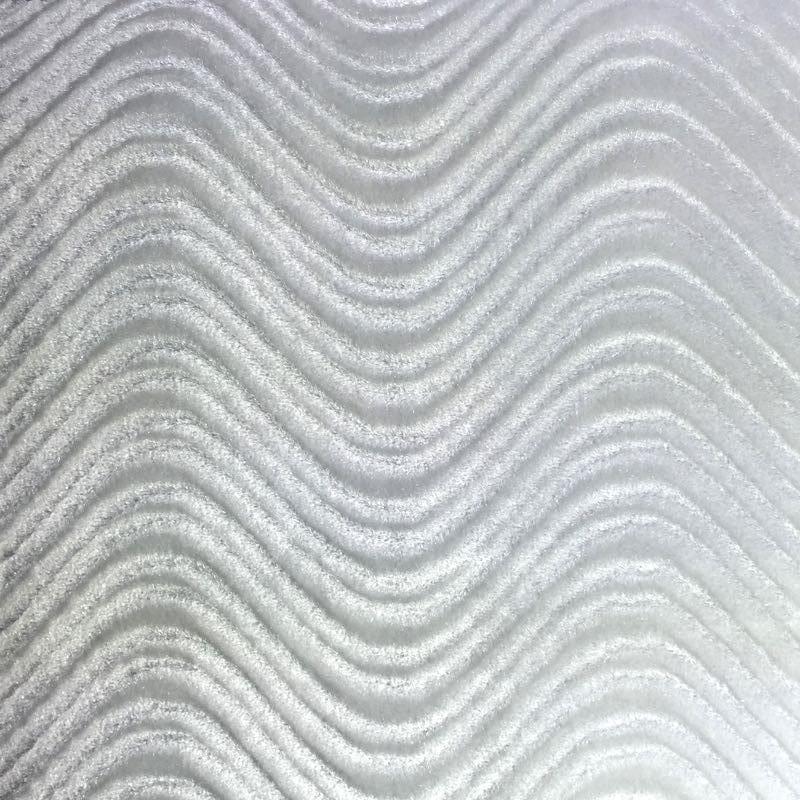 White Velvet Flocking Swirl Upholstery Fabric,