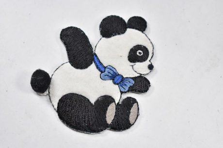 Embroidered Bear Patch Black White