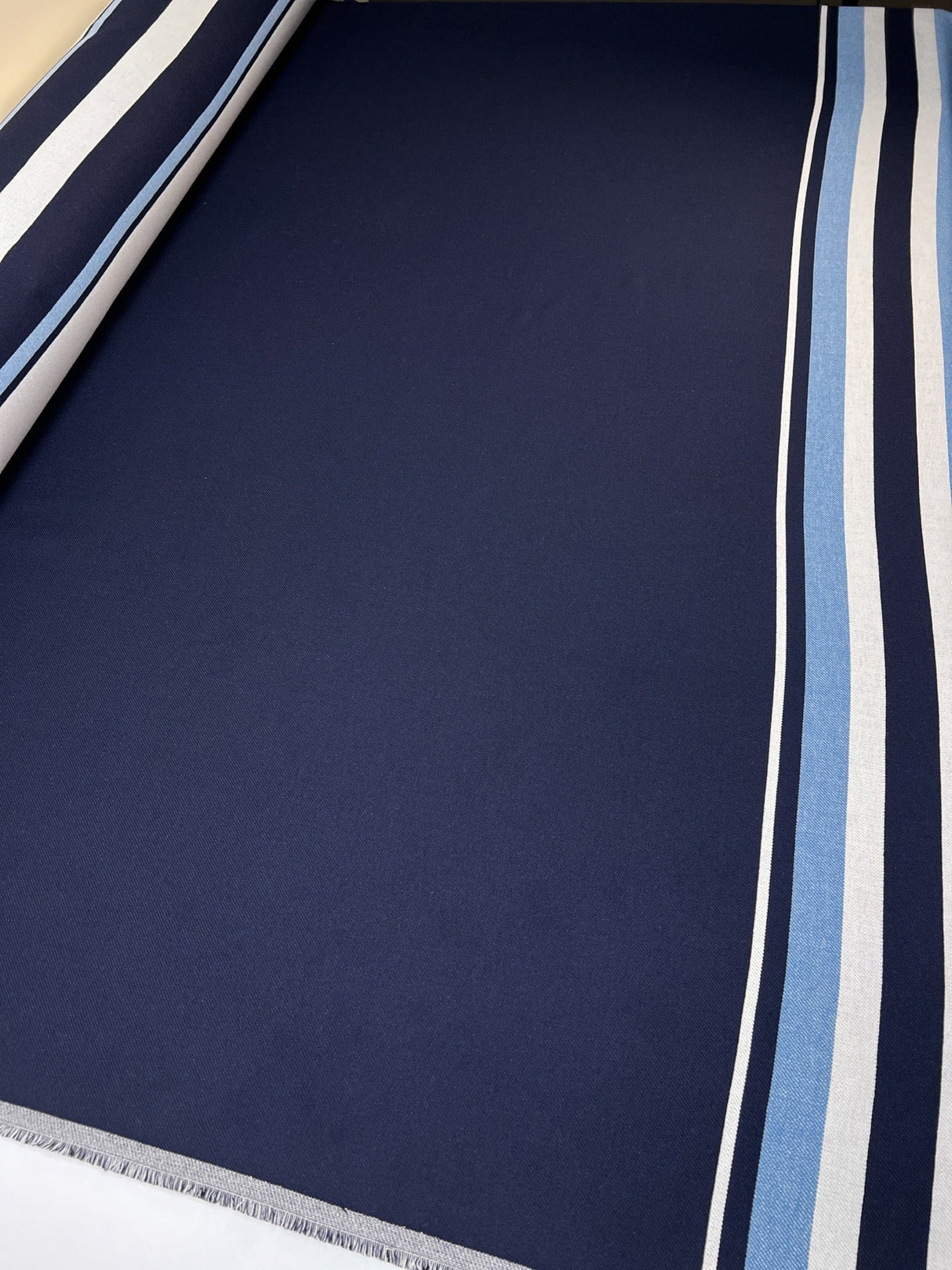 Polyester Blend Twill Striped Blue White