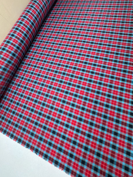Cotton Tweed Checked Red Green Blue