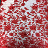 3D Embroidered Satin Floral Pearl Lace Fabric - 100 Percent Polyester Fabric, Floral Pearl Embroidery, 52" Width, 12" Panel (1 Yard)