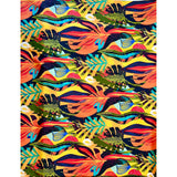 African Print Stretch Cotton Satin Fabric - Orange, Yellow, Teal, Green, Blue, Black Kalahari Camo, 58" Width (1 Yard)