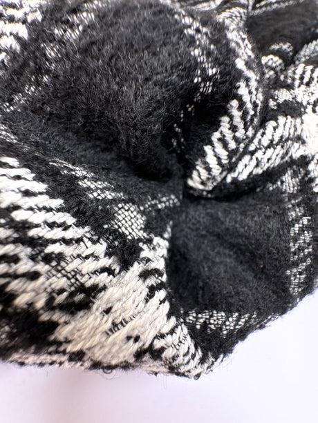 Wool Blend Bouclé Checked Black White