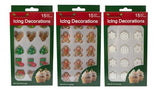 Christmas Edible Cake Decorations - Candy or Cupcake Topper -Gingerbread Man, Reindeer, Trees, Wreaths, Boots, and Snowflakes, 45 Pieces Total