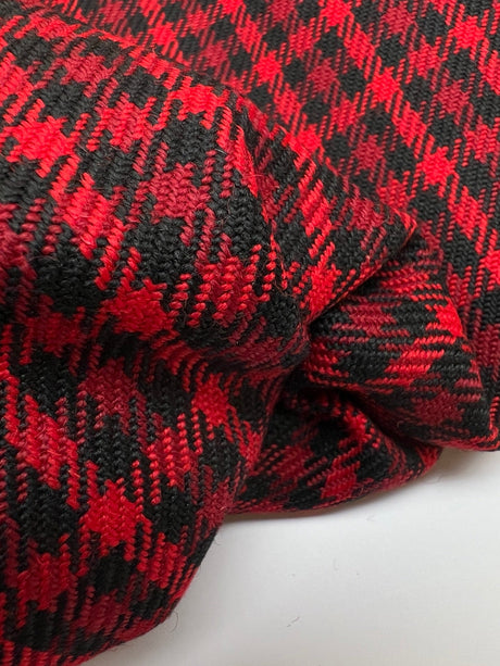 Wool Tweed Checked Red Black