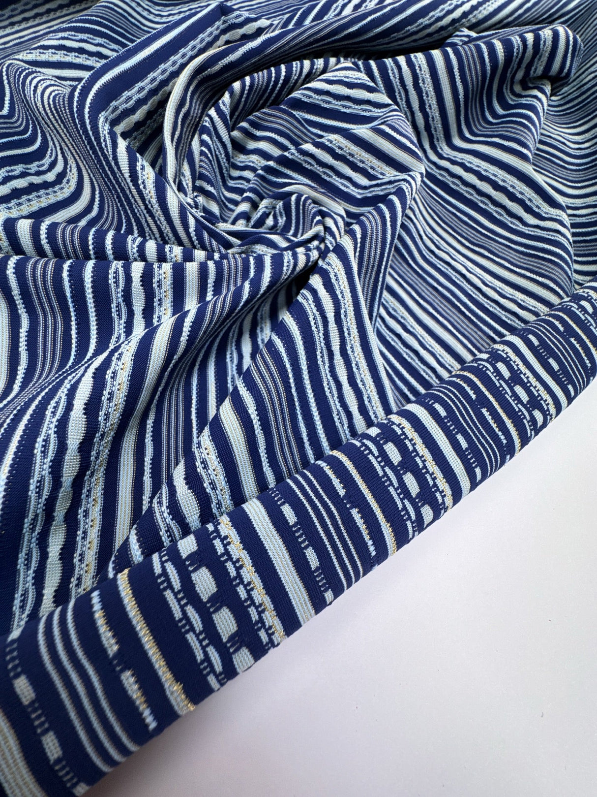 Polyamide Elastane Jacquard Knit Blue Striped