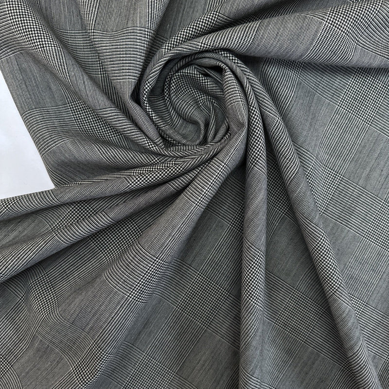 Wool Tweed Checked Black White