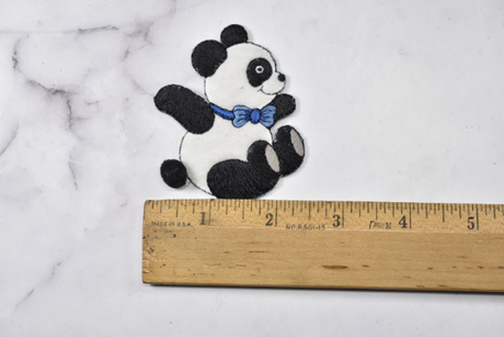 Embroidered Bear Patch Black White