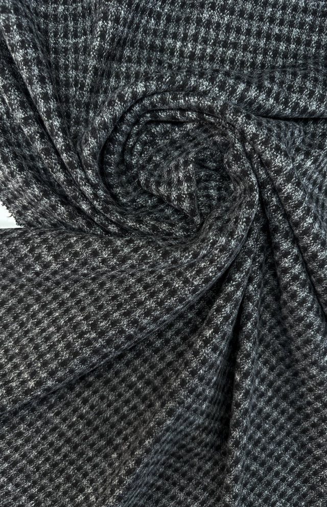Acrylic Cotton Blend Jacquard Checked Gray Black