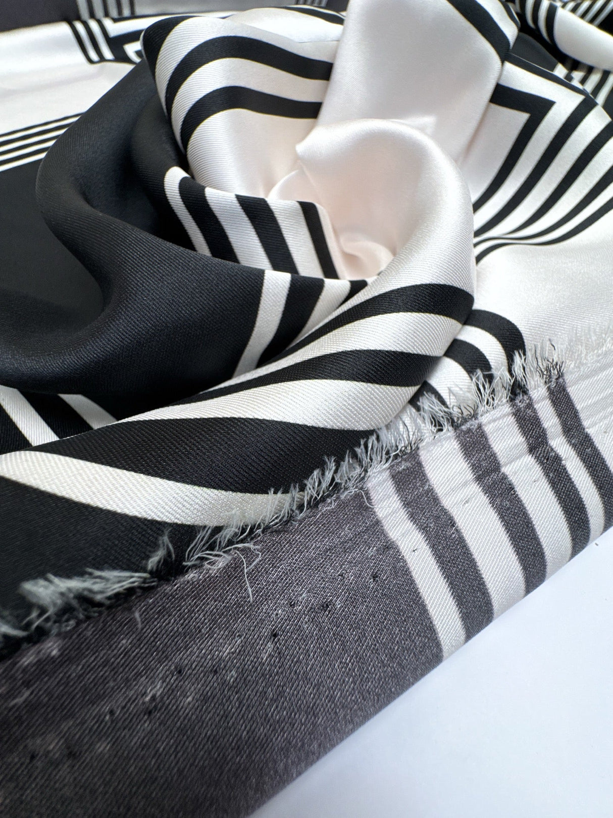 Polyamide Sateen Geometric Black White