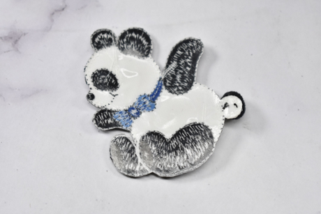 Embroidered Bear Patch Black White