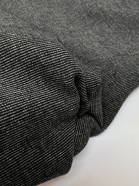 Wool Rep Weave Suiting Fabric Gray Black