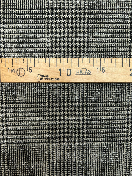Cotton Wool Bouclé Houndstooth Check Gray-Beige