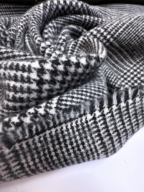 Wool Tweed Checked Gray Black