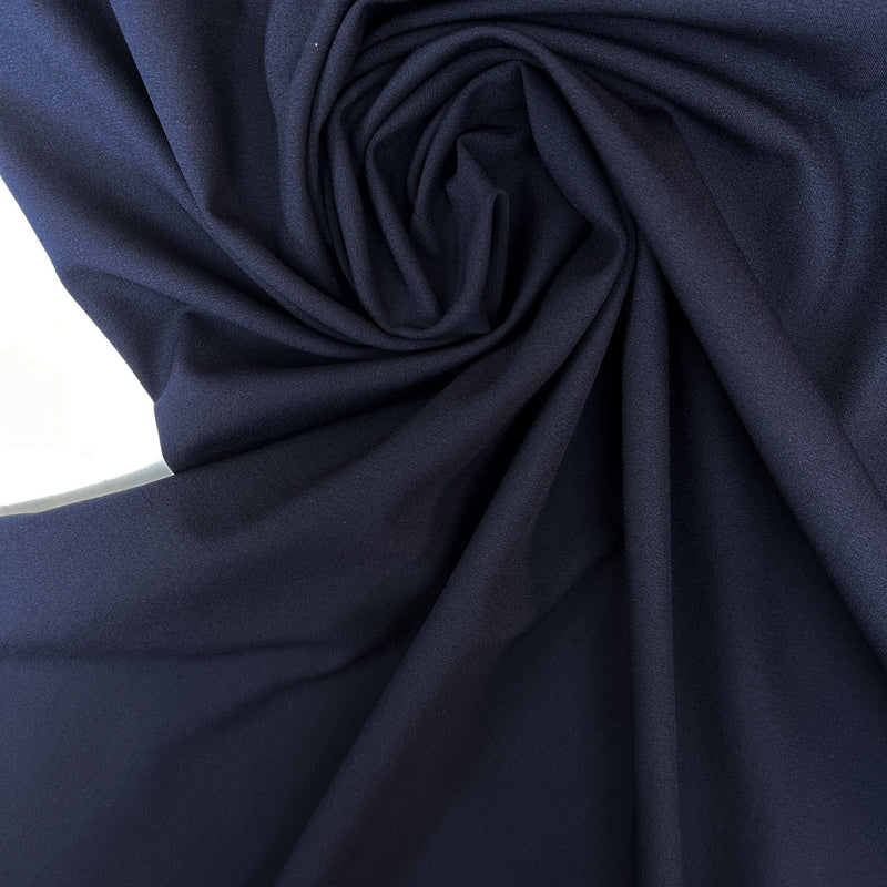 Blue Polyester Viscose Elastane Crepe