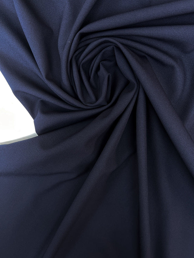 Blue Polyester Viscose Elastane Crepe