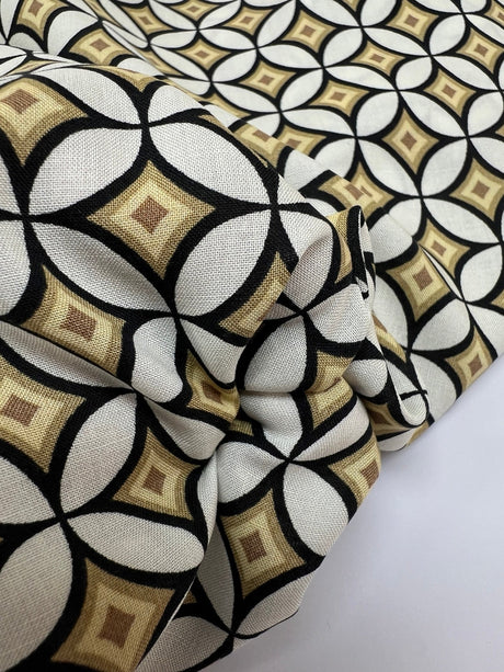 Viscose Geometric Print Beige Black