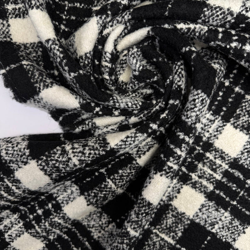 Wool Blend Tweed Bouclé Black White