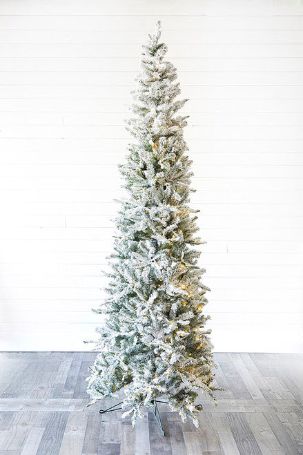 9' Snowcrest Pencil Pine Color LED Tree