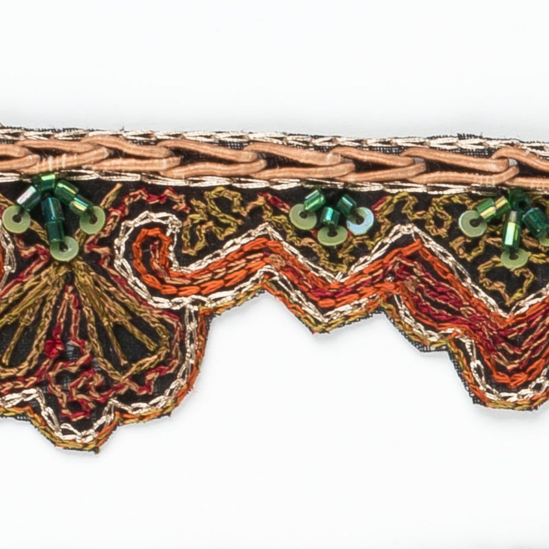 Handcrafted Indian Trim with Sequins Multi-Color 1"