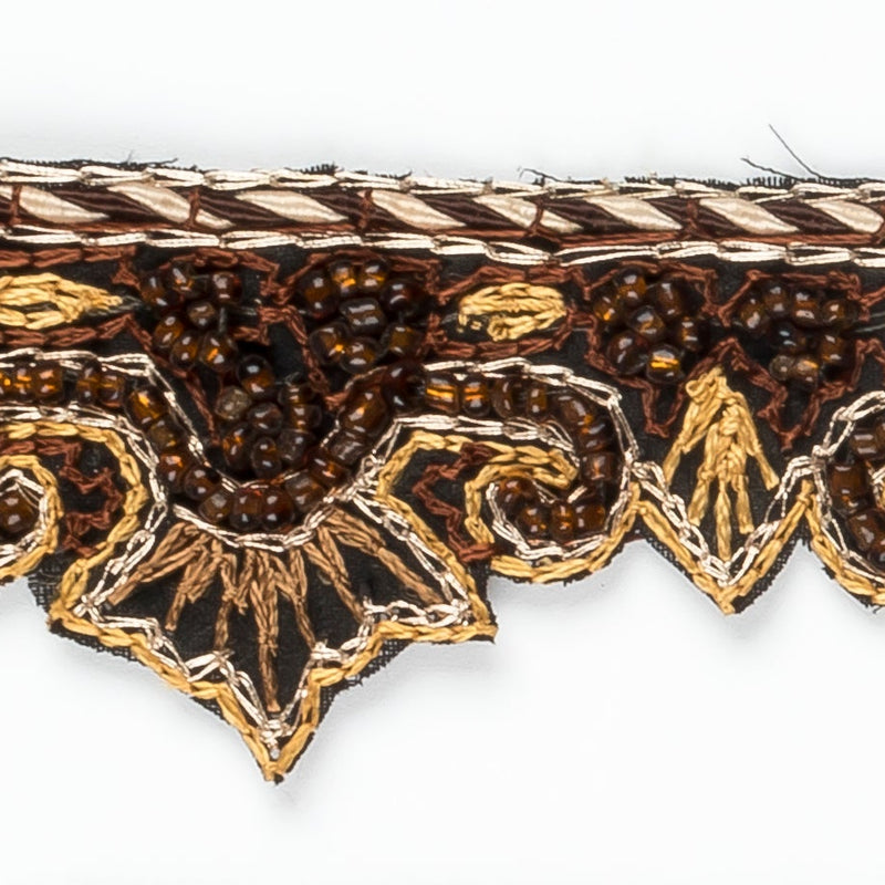 Beaded Trim Brown Hand-Crafted Indian