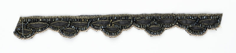Beaded Trim Black Handcrafted 1"