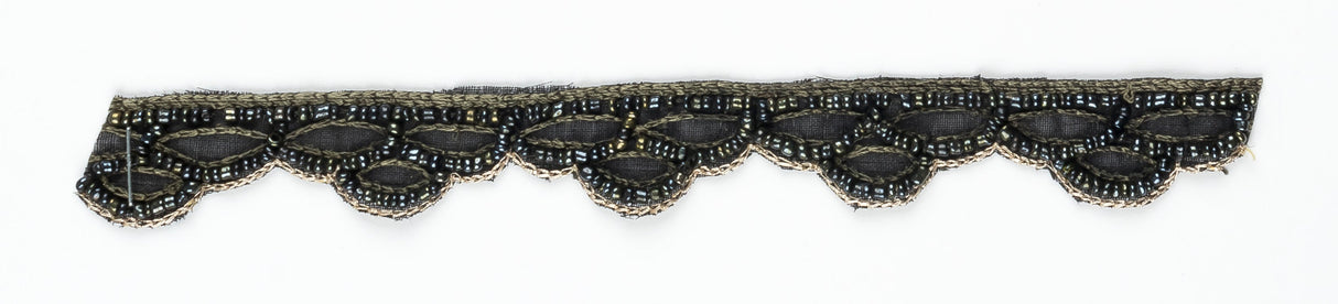Beaded Trim Black Handcrafted 1"