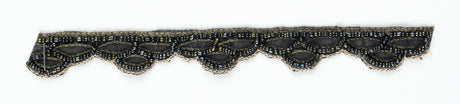 Beaded Trim Black Handcrafted 1"
