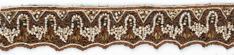 Handcrafted Indian Trim Wavy Dark Brown Off-White 1.50"