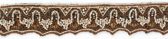 Handcrafted Indian Trim Wavy Dark Brown Off-White 1.50"